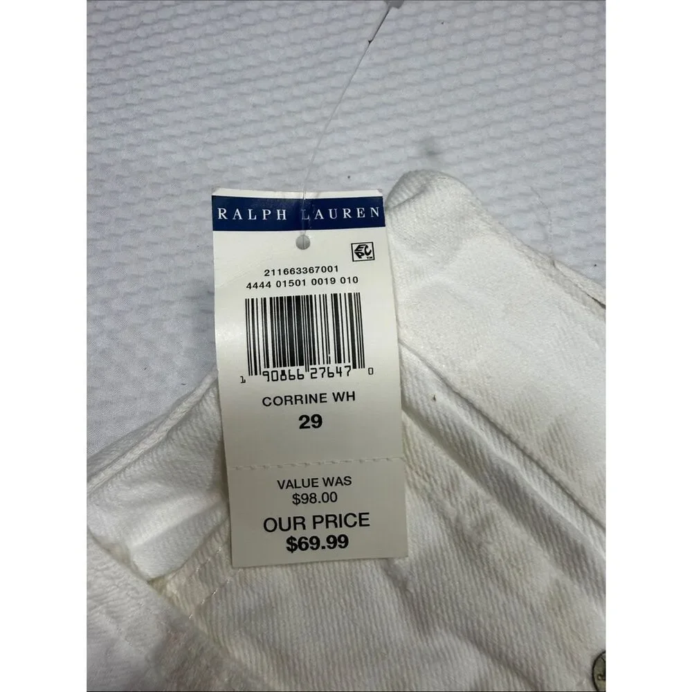 NWT Polo Ralph Lauren White Denim Raw-Hem Crosby Shorts Size 29 - Picture 2 of 11